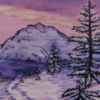Picture of Original Acrylic Painting, Print on Canvas, 'Sunset Mountain', 36" x 24" x .75"