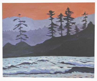 Picture of Original Acrylic Painting, Print on Canvas, 'PNW Blues', 30" x 24" x .75"