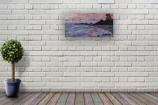 Picture of Original Acrylic Painting, Print on Canvas, 'Sunset Tide', 36" x 18" x .75"