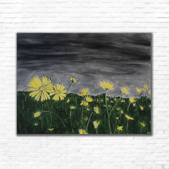 Picture of Original Acrylic Painting, Print on Canvas, 'Stormy Skies', 30" x 22.5" x .75"