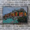 Picture of Original Acrylic Painting, Print on Canvas, 'Colors of Portovenere', 36" x 24" x .75"