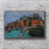 Picture of 'Colors of Portovenere', Original Acrylic Painting / Print on Canvas, 36" x 24" x .75"